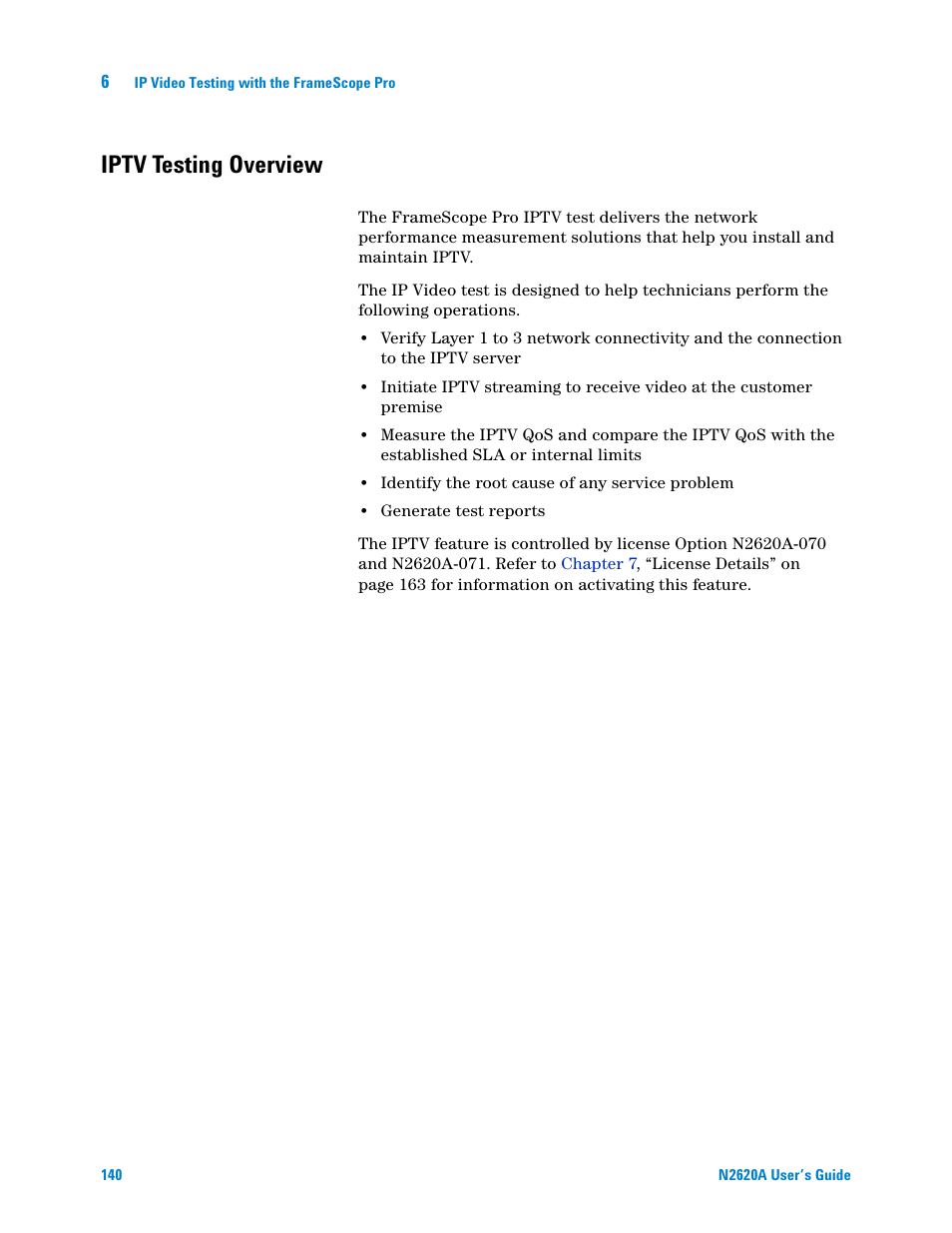 Iptv testing overview | Agilent Technologies N2620A User Manual | Page 158 / 279