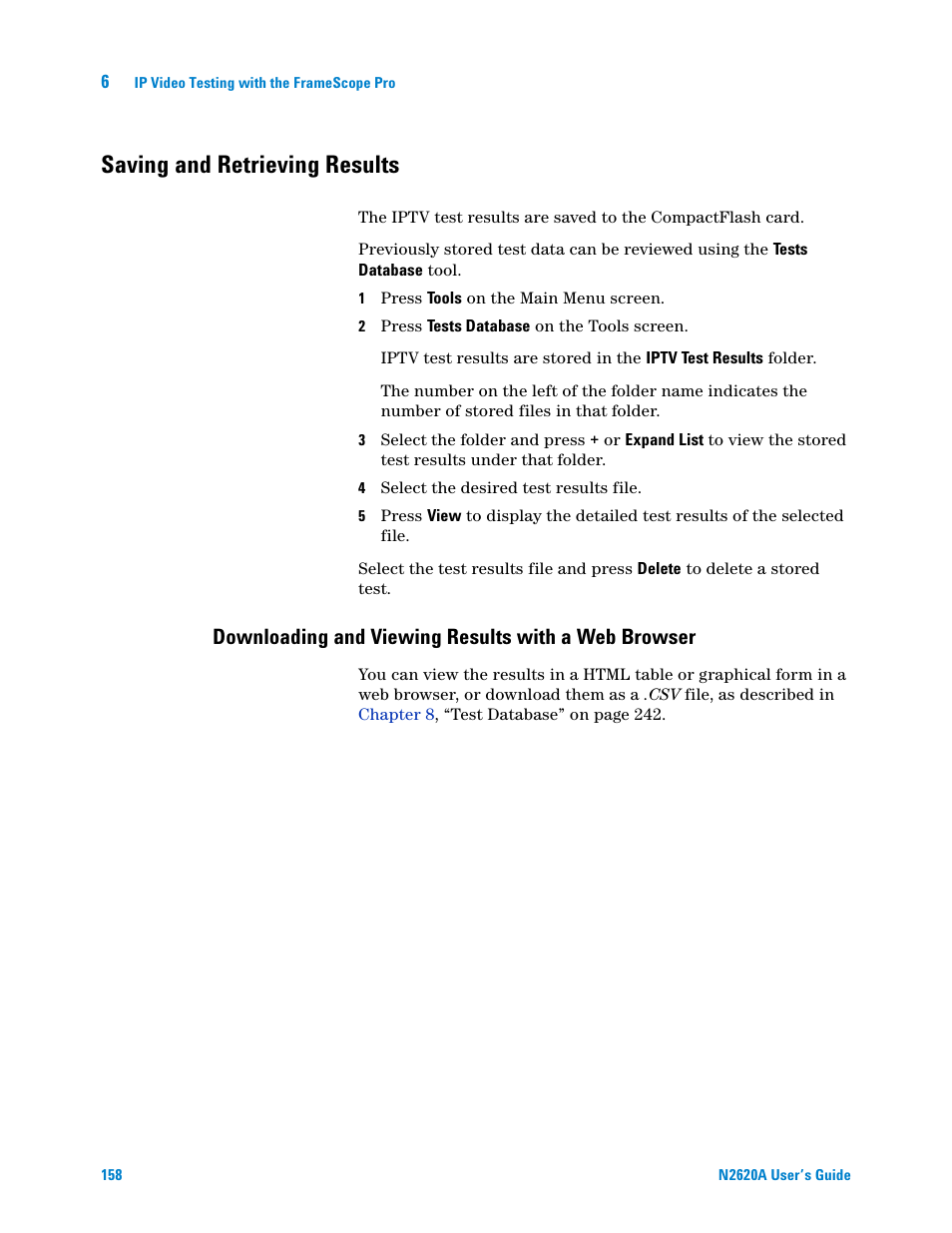 Saving and retrieving results, Downloading and viewing results with a web browser | Agilent Technologies N2620A User Manual | Page 176 / 279