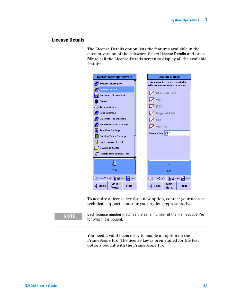 License details, Chapter 7, License details” on | Agilent Technologies N2620A User Manual | Page 181 / 279