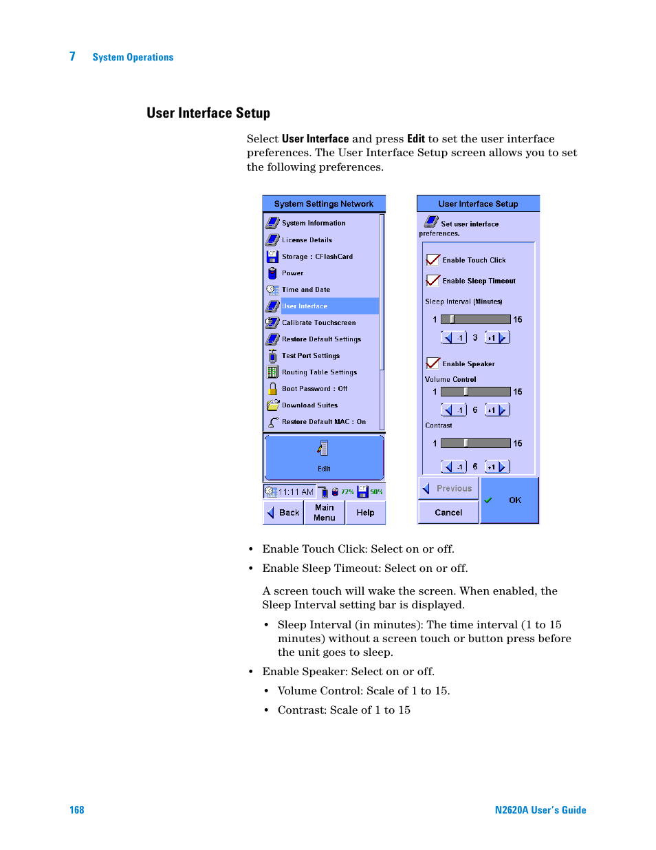 User interface setup | Agilent Technologies N2620A User Manual | Page 186 / 279