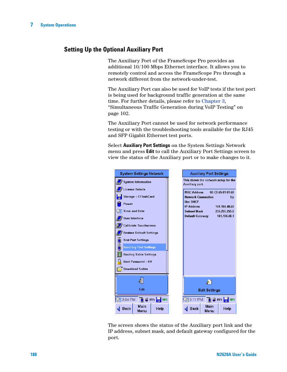 Setting up the optional auxiliary port | Agilent Technologies N2620A User Manual | Page 198 / 279