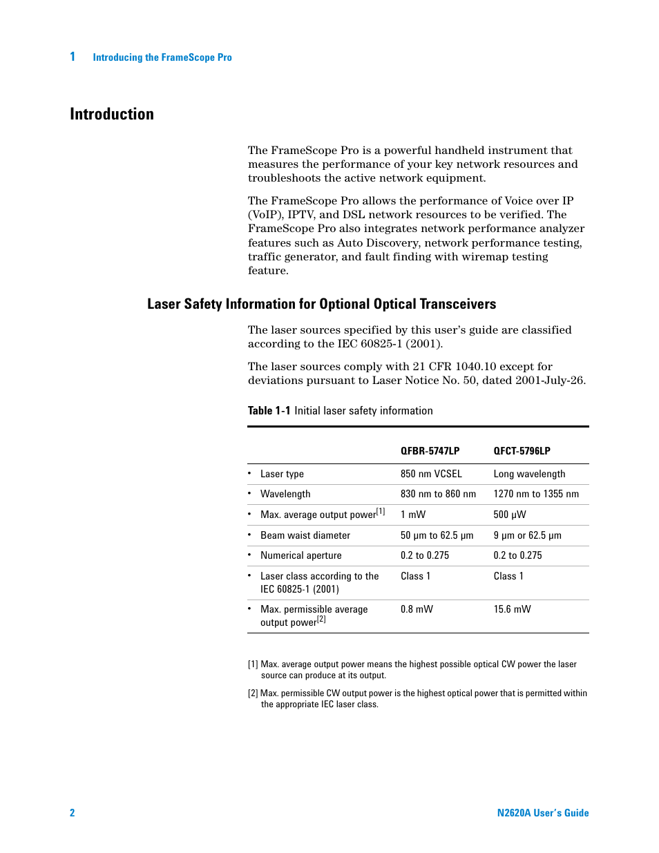 Introduction | Agilent Technologies N2620A User Manual | Page 20 / 279