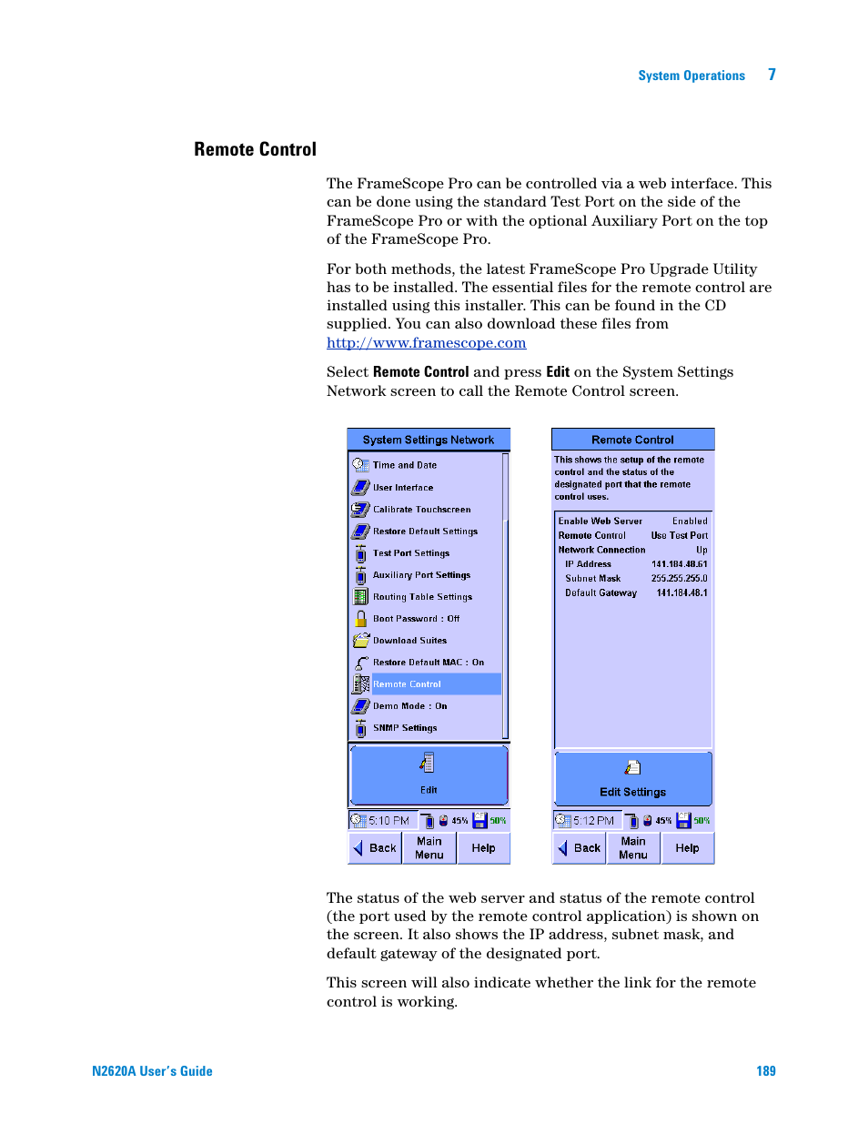 Remote control, Chapter 7, Remote | Agilent Technologies N2620A User Manual | Page 207 / 279