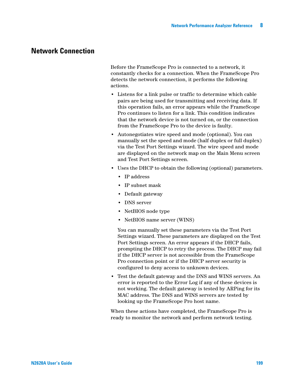 Network connection | Agilent Technologies N2620A User Manual | Page 217 / 279