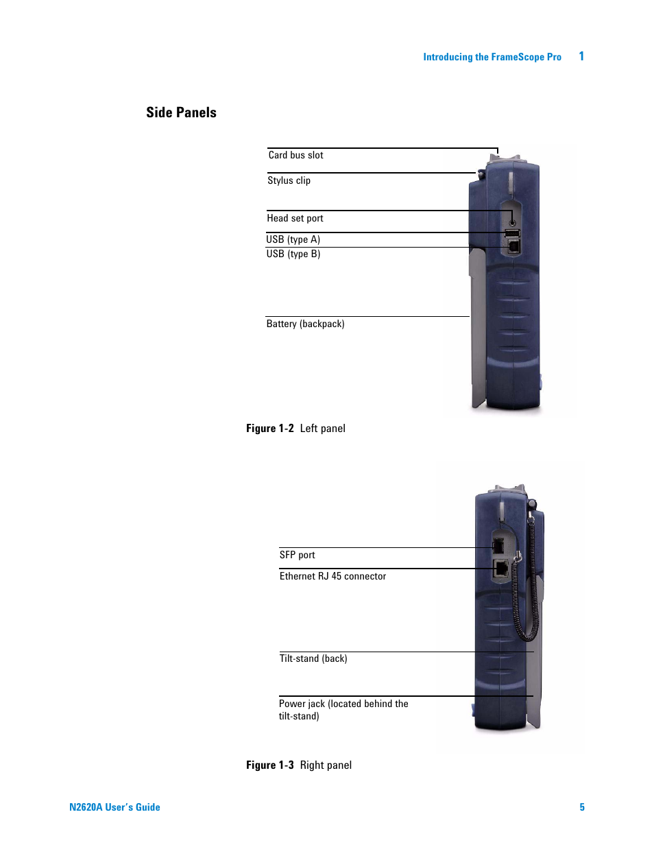 Side panels | Agilent Technologies N2620A User Manual | Page 23 / 279