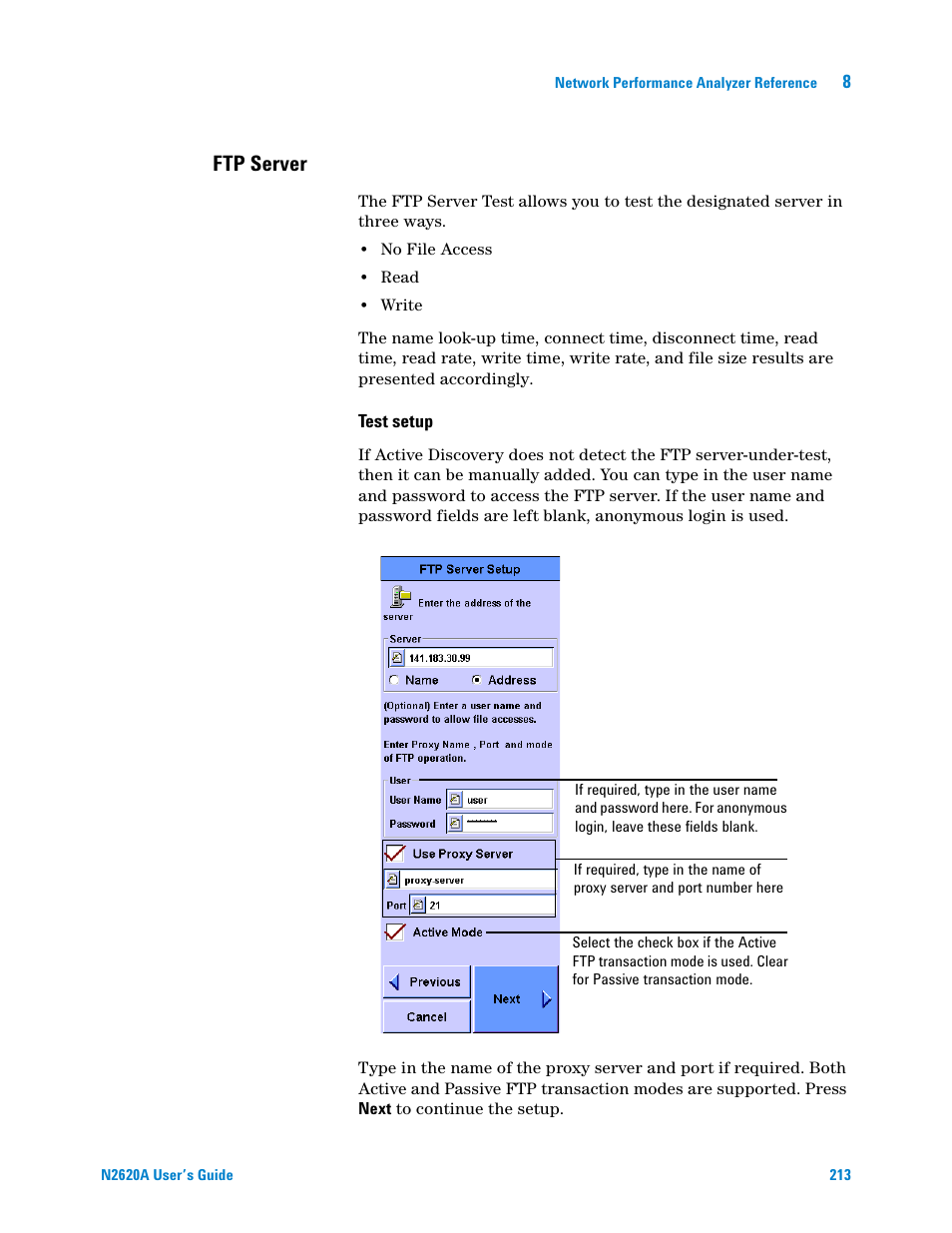 Ftp server | Agilent Technologies N2620A User Manual | Page 231 / 279