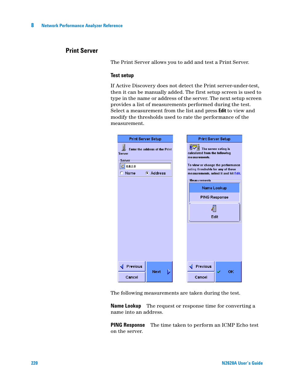 Print server | Agilent Technologies N2620A User Manual | Page 238 / 279