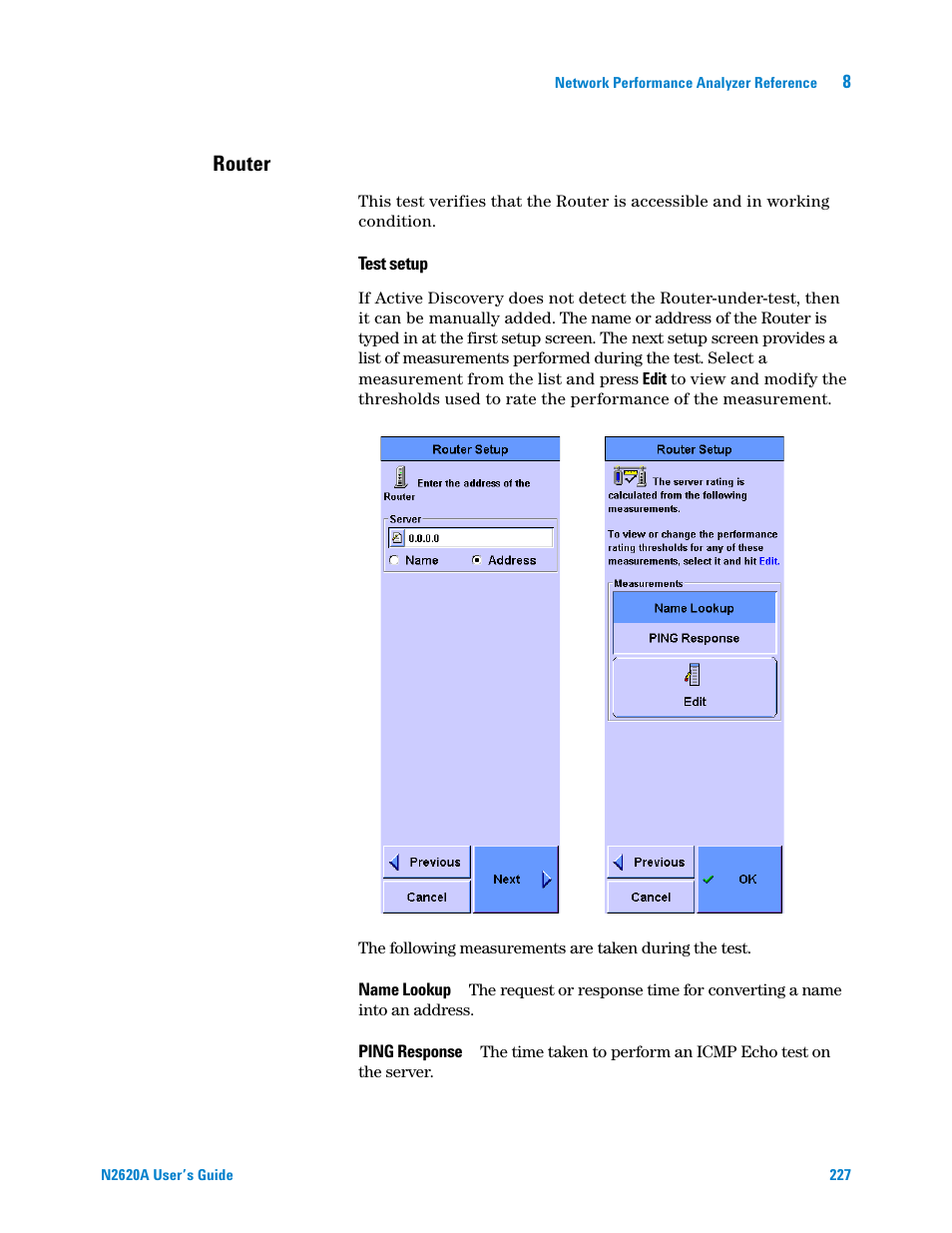 Router | Agilent Technologies N2620A User Manual | Page 245 / 279