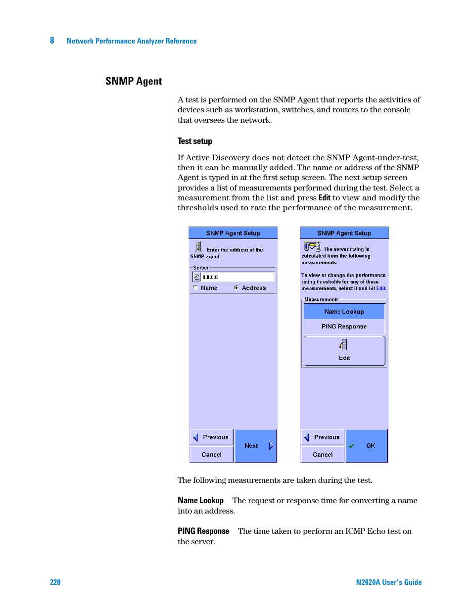 Snmp agent | Agilent Technologies N2620A User Manual | Page 246 / 279
