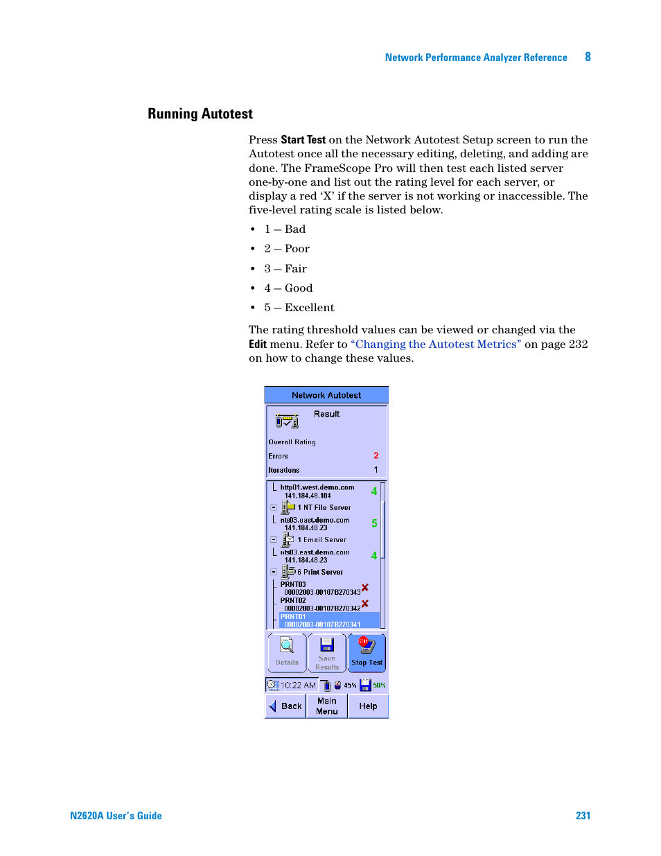 Running autotest | Agilent Technologies N2620A User Manual | Page 249 / 279