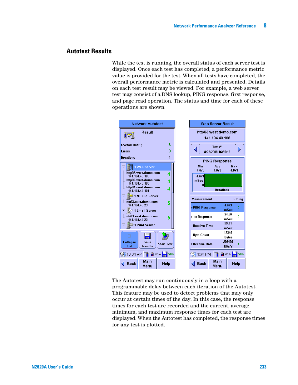 Autotest results | Agilent Technologies N2620A User Manual | Page 251 / 279