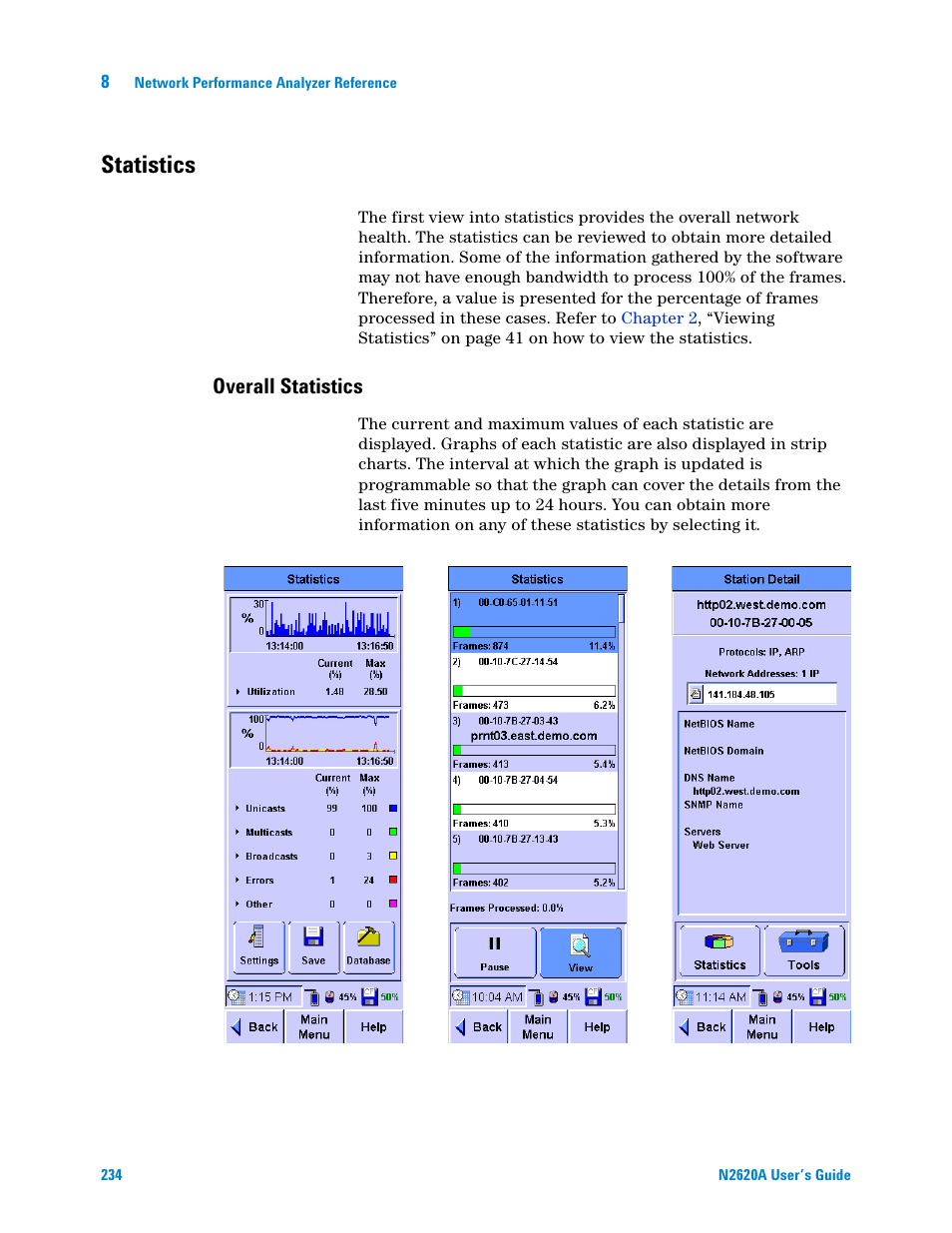 Statistics, Overall statistics | Agilent Technologies N2620A User Manual | Page 252 / 279