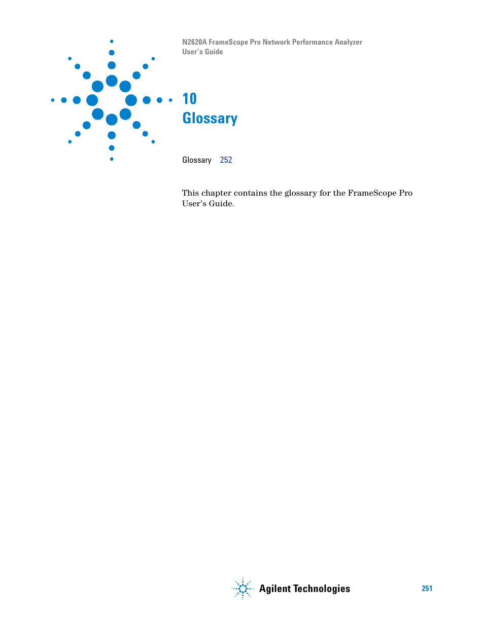 10 glossary, Glossary | Agilent Technologies N2620A User Manual | Page 269 / 279