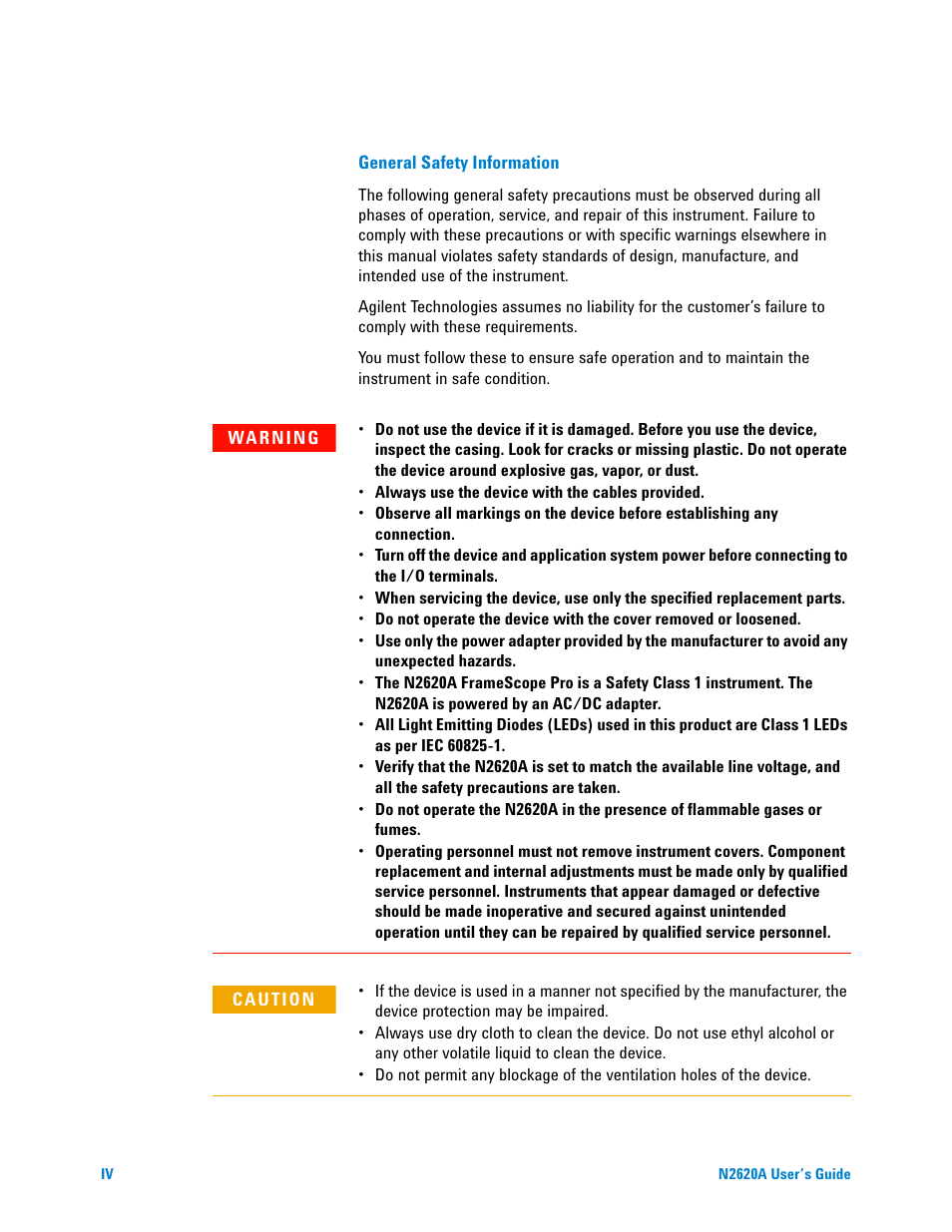 Agilent Technologies N2620A User Manual | Page 4 / 279