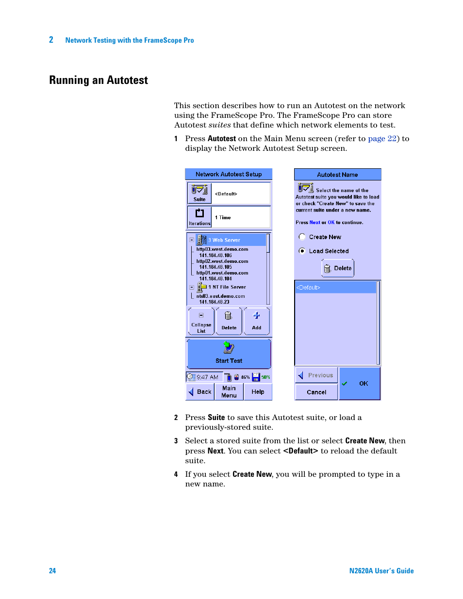 Running an autotest | Agilent Technologies N2620A User Manual | Page 42 / 279