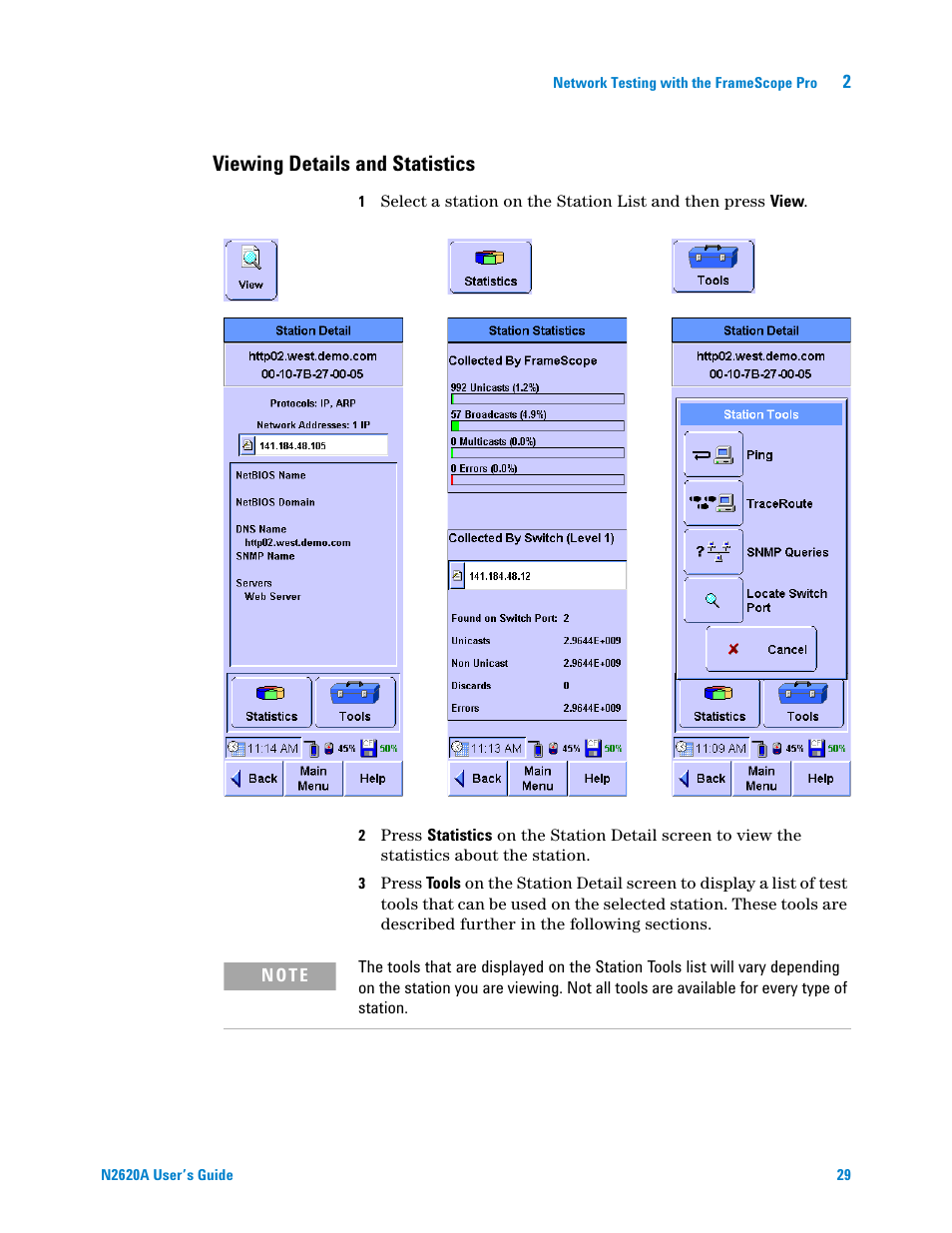 Viewing details and statistics, Chapter 2 | Agilent Technologies N2620A User Manual | Page 47 / 279