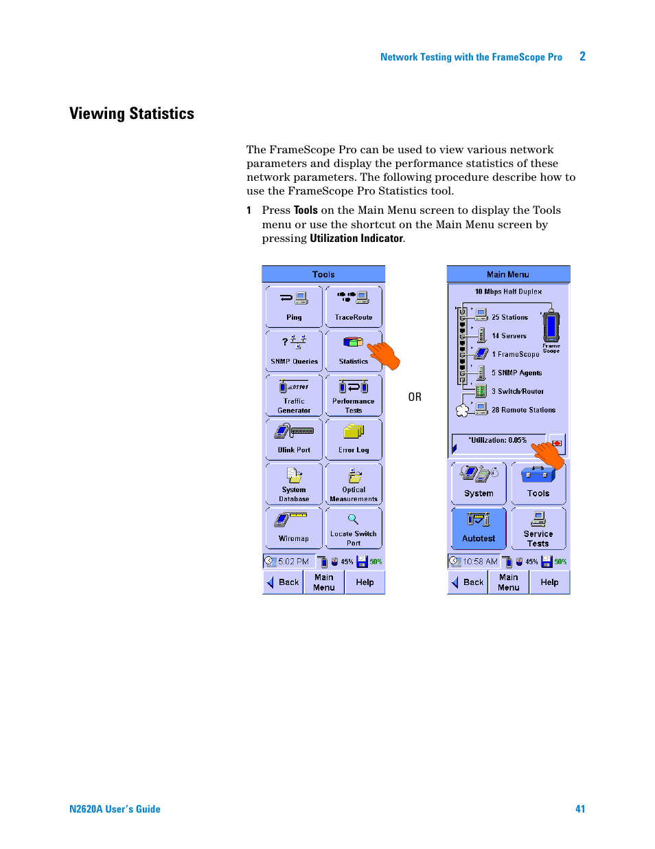 Viewing statistics, Chapter 2 | Agilent Technologies N2620A User Manual | Page 59 / 279