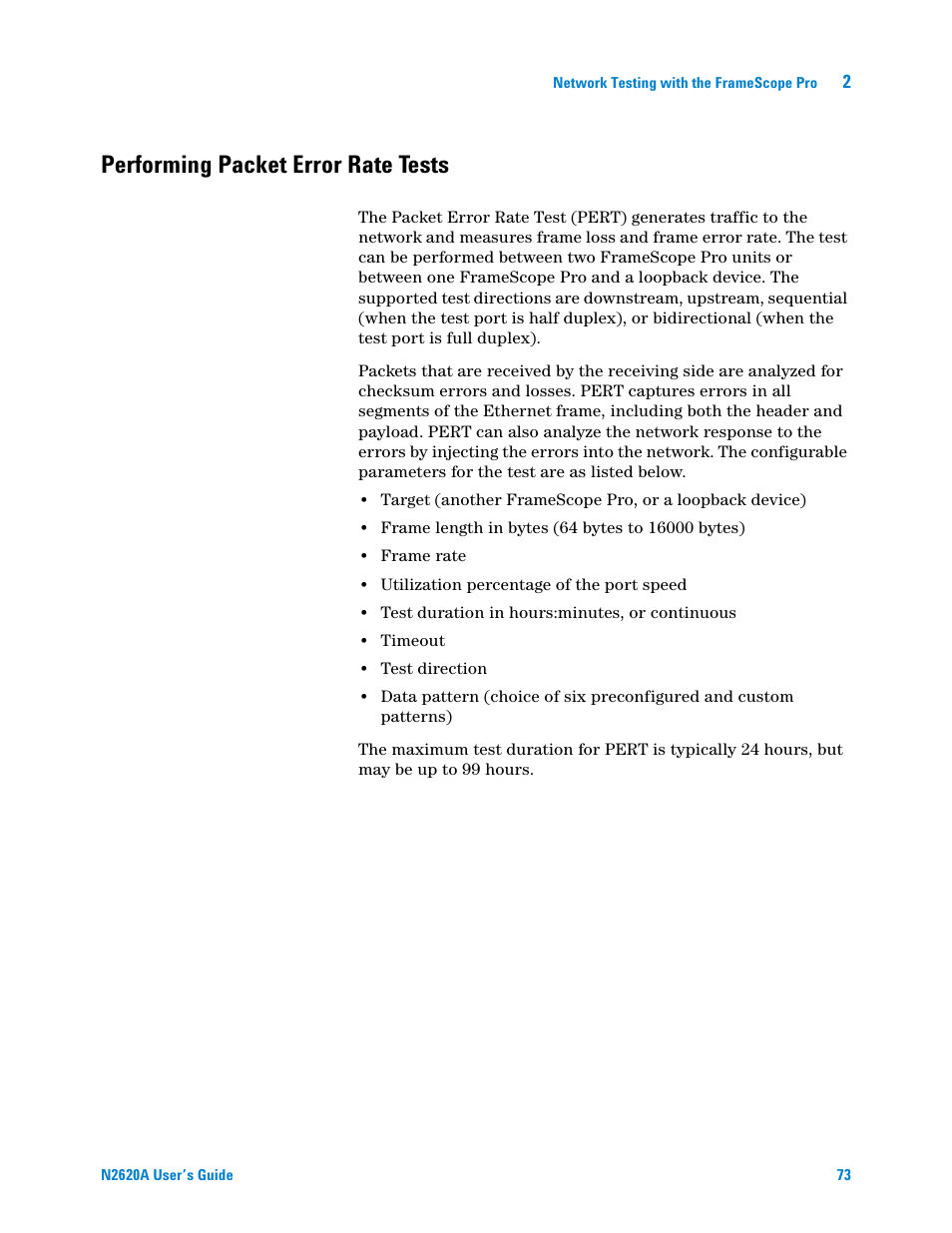 Performing packet error rate tests, Performing packet, Error rate tests | Agilent Technologies N2620A User Manual | Page 91 / 279