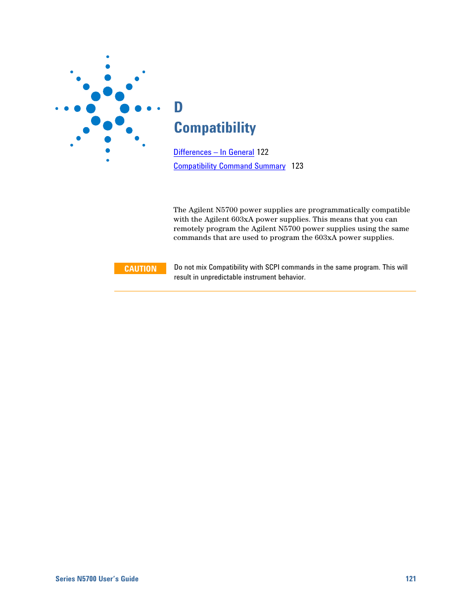 D compatibility, D compatibility 121 | Agilent Technologies N5700 User Manual | Page 121 / 128
