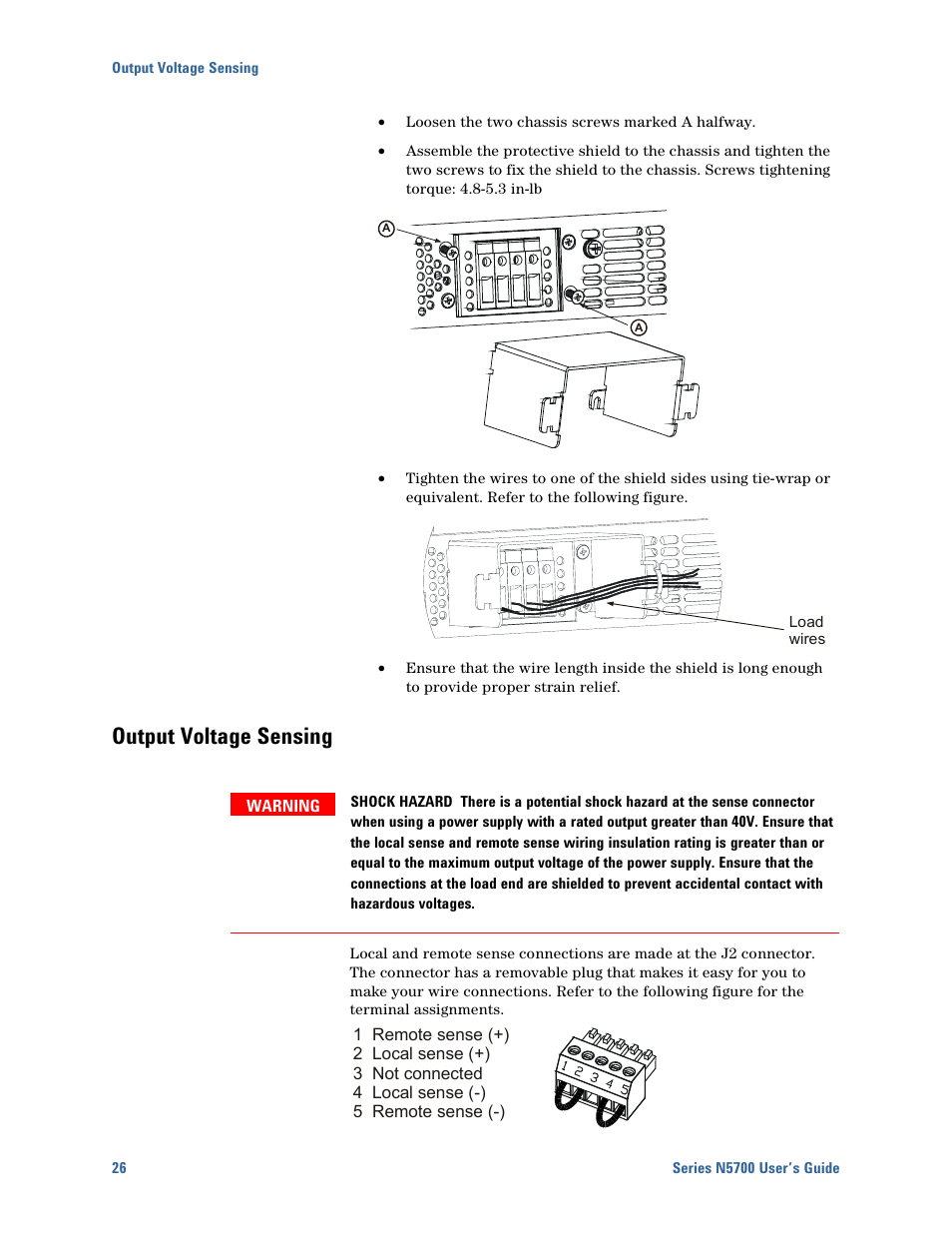 Output voltage sensing, Output voltage sensing 26 | Agilent Technologies N5700 User Manual | Page 26 / 128