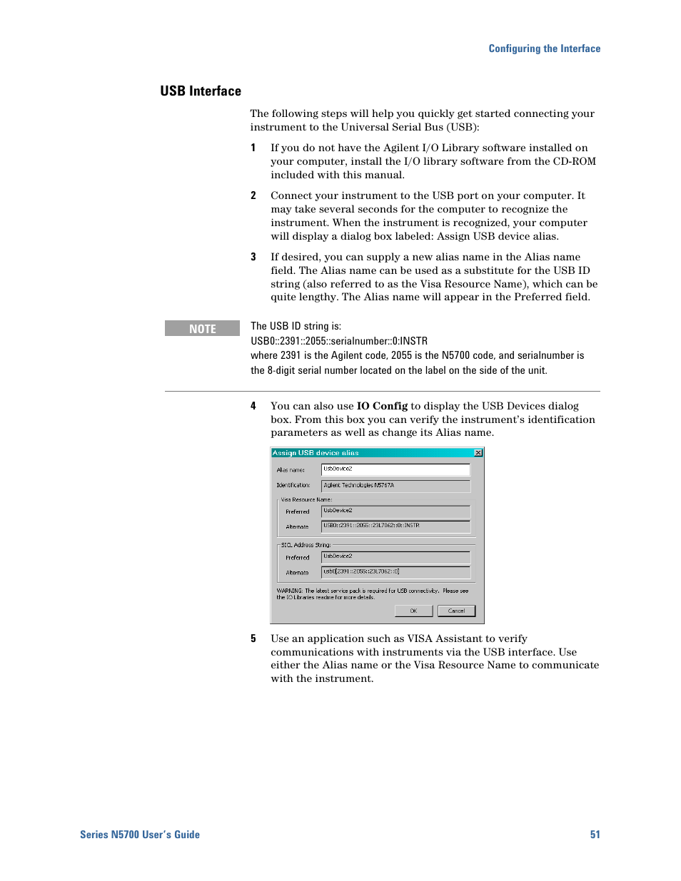 Usb interface | Agilent Technologies N5700 User Manual | Page 51 / 128