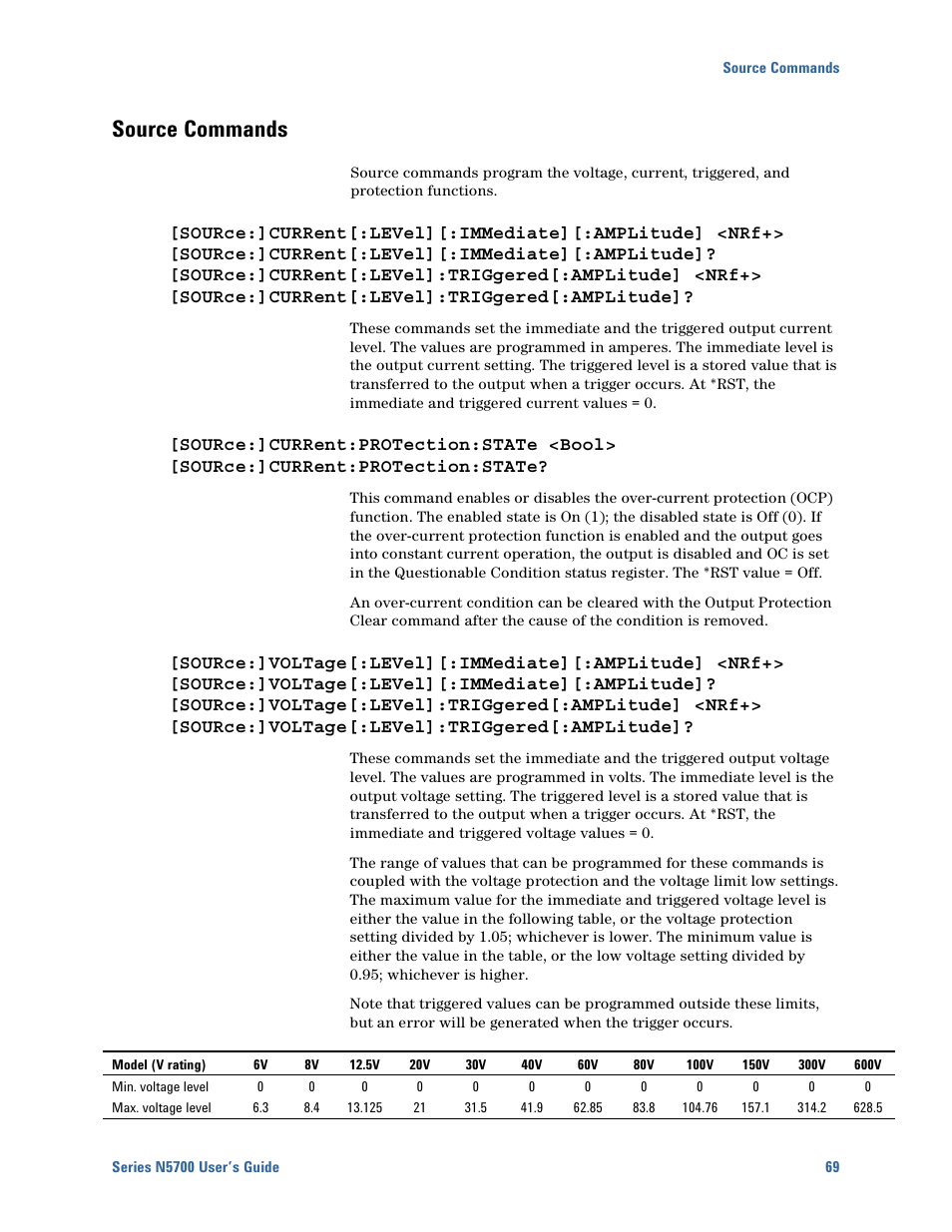 Source commands, Source commands 69 | Agilent Technologies N5700 User Manual | Page 69 / 128