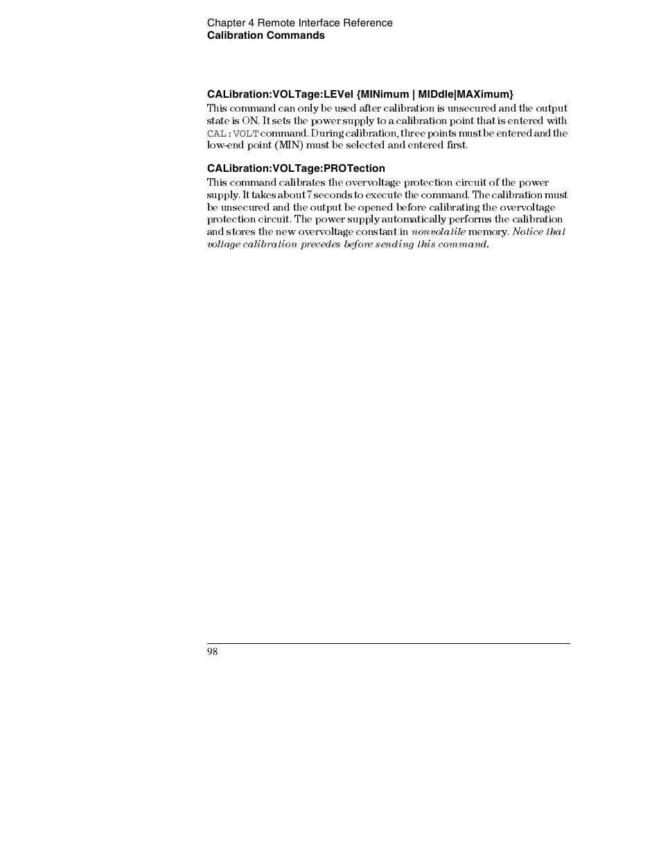 Calibration:voltage:protection | Agilent Technologies E3632A User Manual | Page 101 / 172