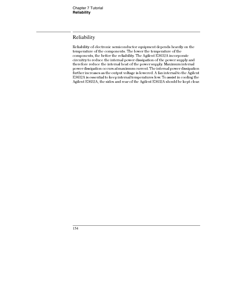 Reliability, Reliability 154 | Agilent Technologies E3632A User Manual | Page 157 / 172