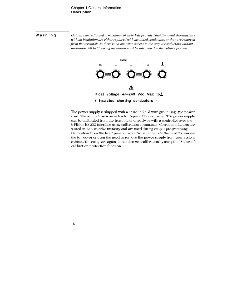 Warning | Agilent Technologies E3632A User Manual | Page 19 / 172
