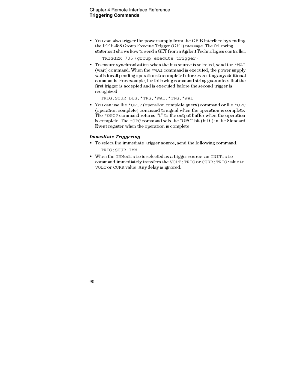 Immediate triggering | Agilent Technologies E3632A User Manual | Page 93 / 172