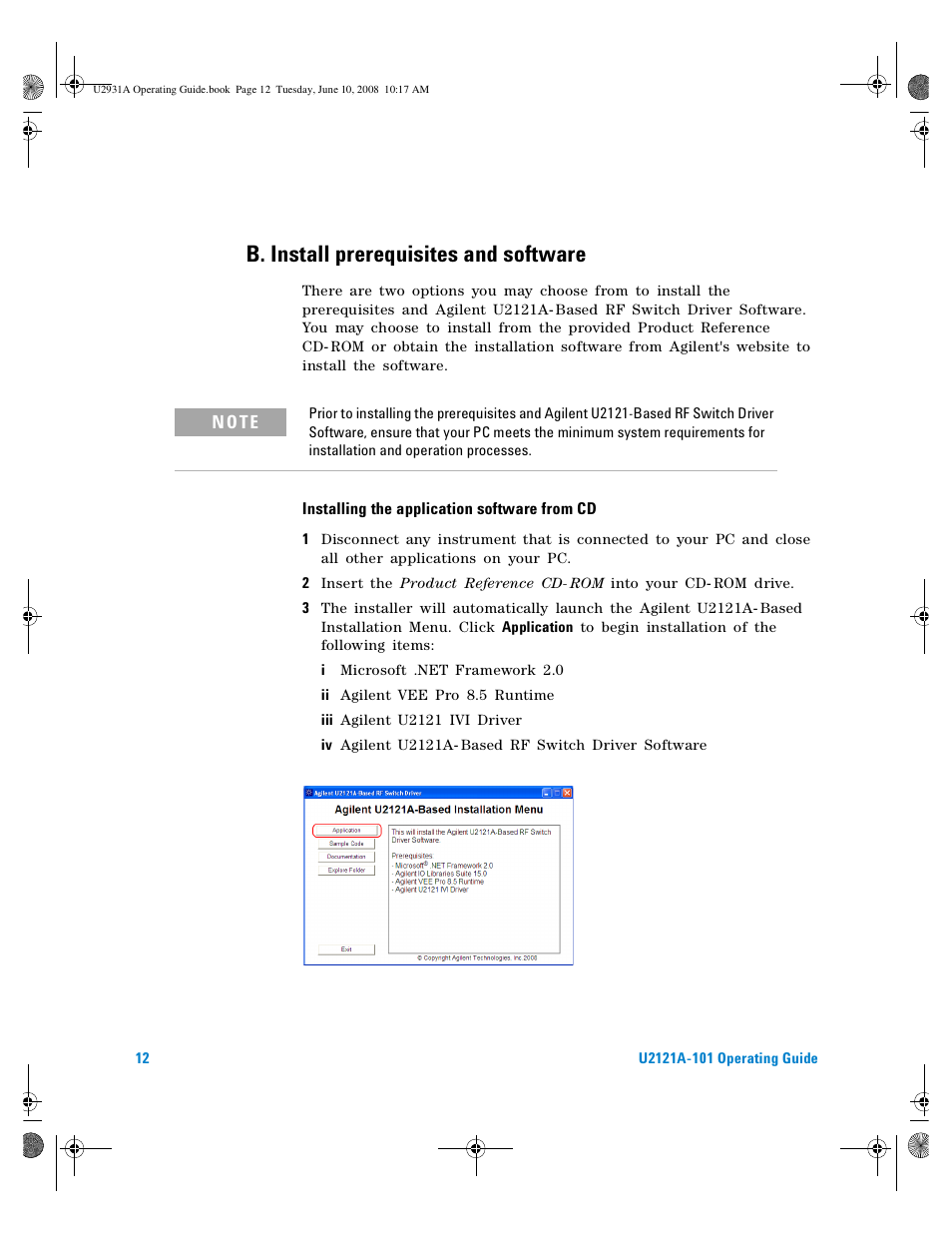 B. install prerequisites and software | Agilent Technologies Agilent RF Switch Driver Board U2121A-101 User Manual | Page 22 / 41