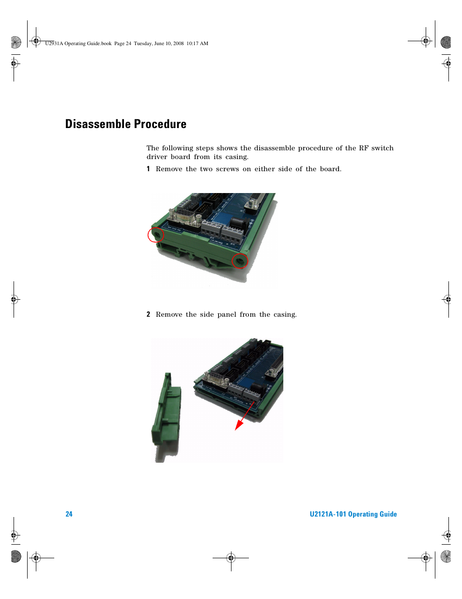 Disassemble procedure | Agilent Technologies Agilent RF Switch Driver Board U2121A-101 User Manual | Page 34 / 41