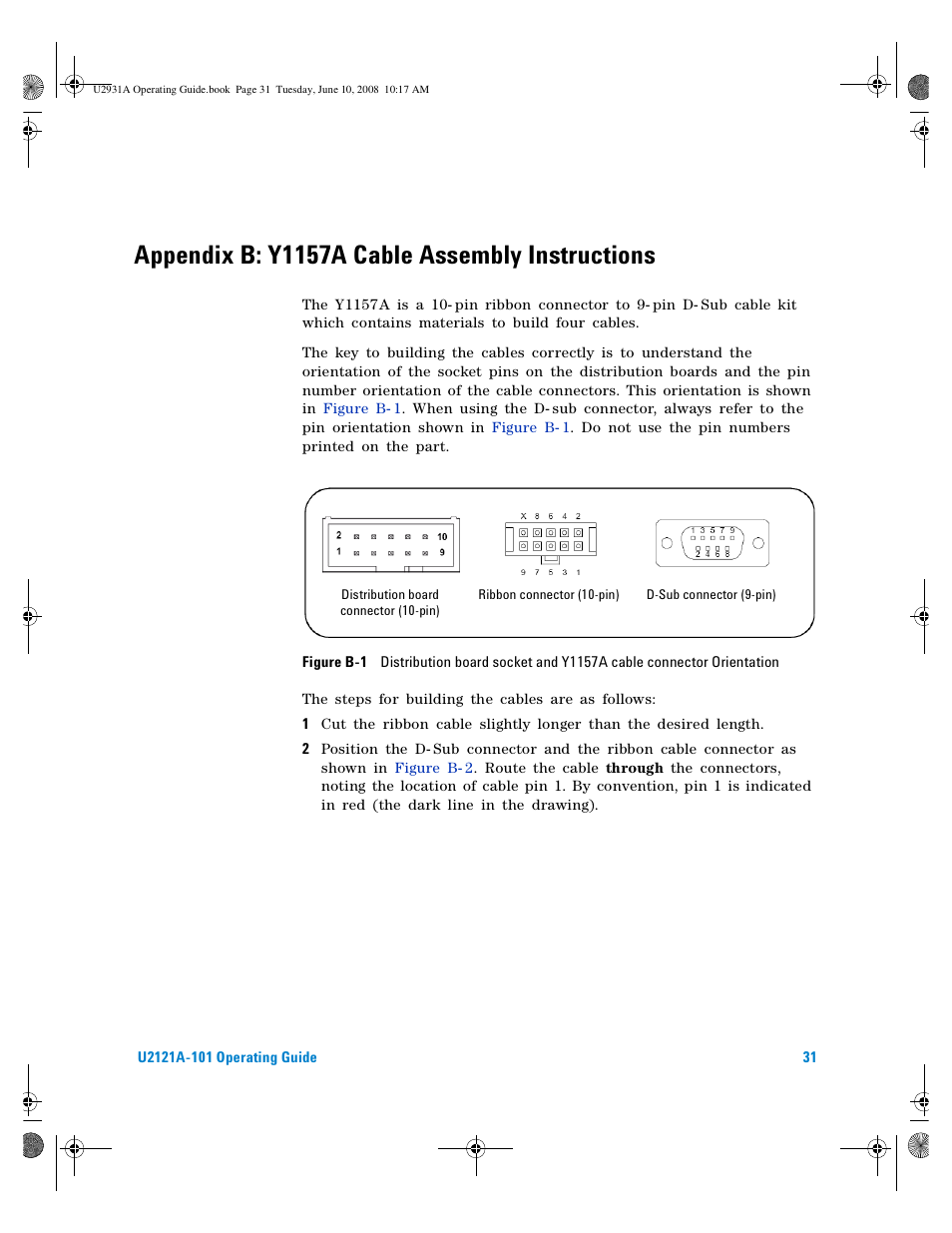 Appendix b: y1157a cable assembly instructions | Agilent Technologies Agilent RF Switch Driver Board U2121A-101 User Manual | Page 39 / 41