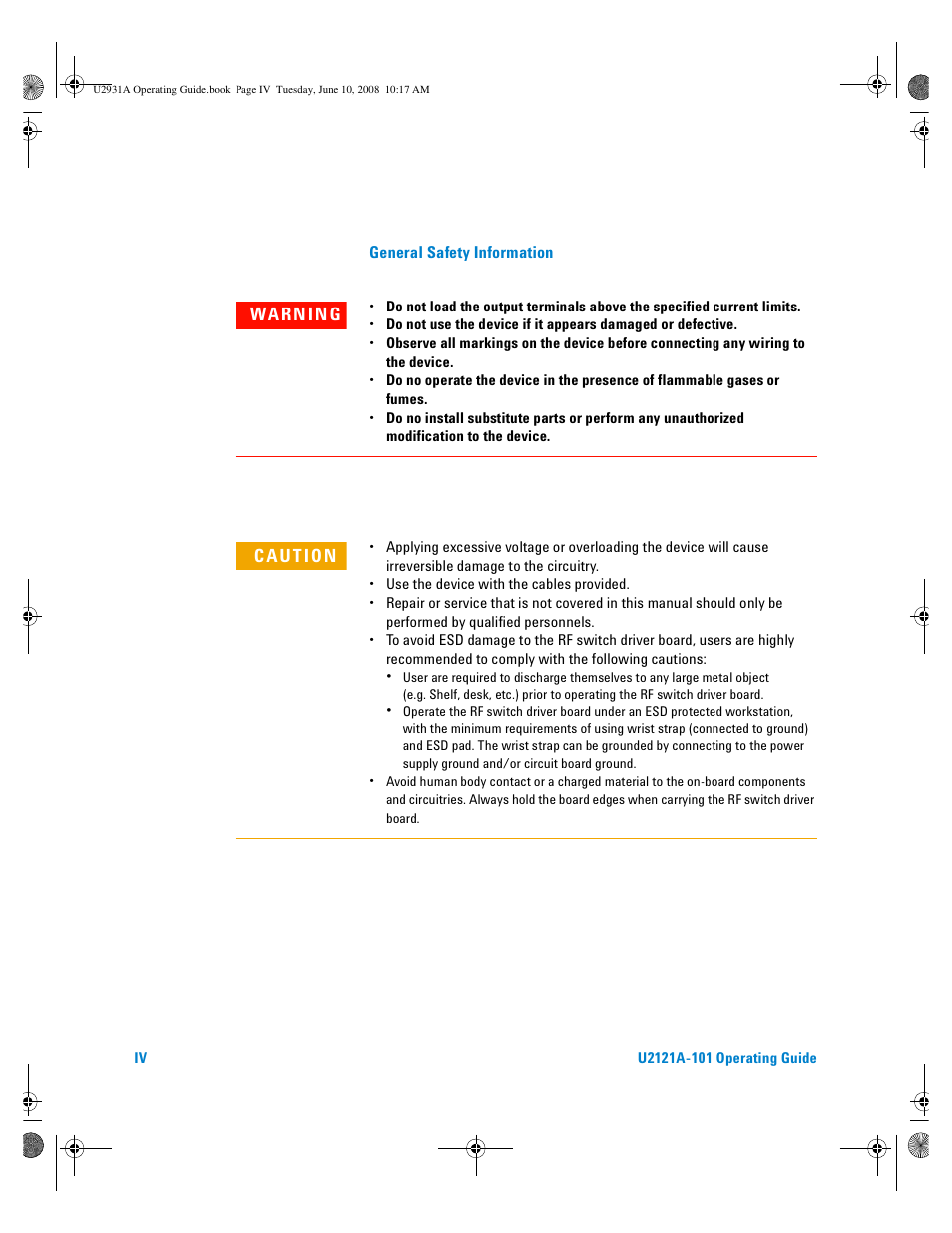 Agilent Technologies Agilent RF Switch Driver Board U2121A-101 User Manual | Page 4 / 41