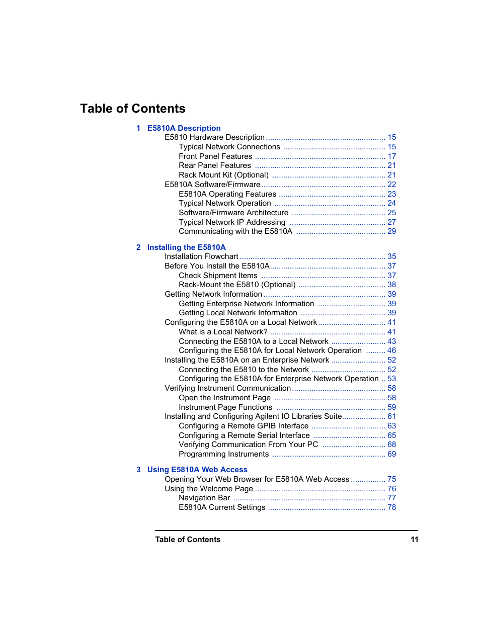 Agilent Technologies E5810A User Manual | Page 11 / 159