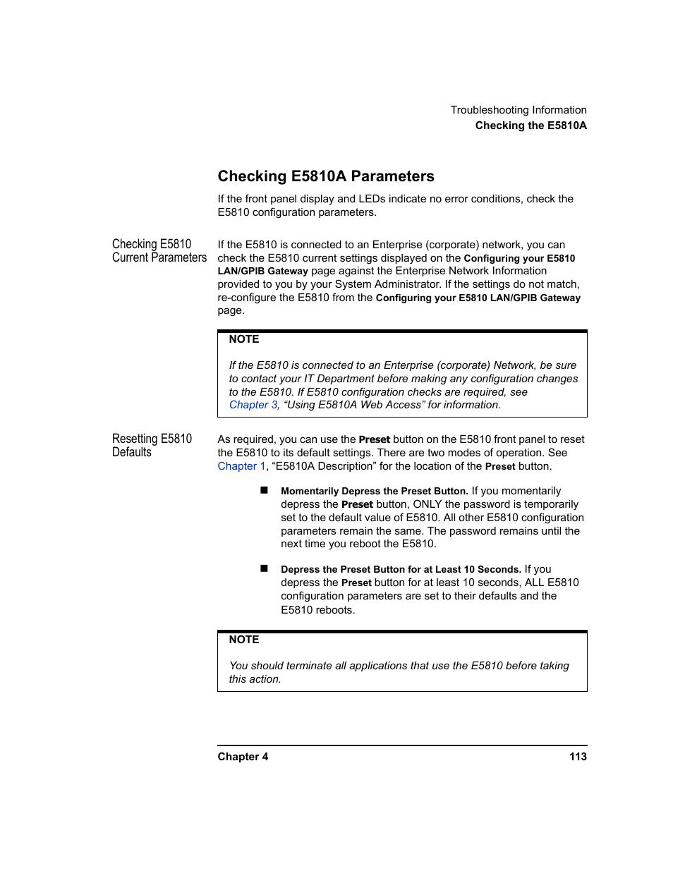 Checking e5810a parameters | Agilent Technologies E5810A User Manual | Page 113 / 159