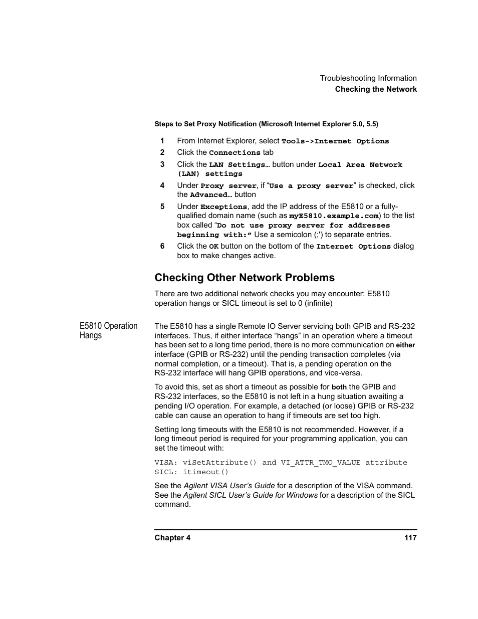 Checking other network problems, Checking other network, Problems | Agilent Technologies E5810A User Manual | Page 117 / 159