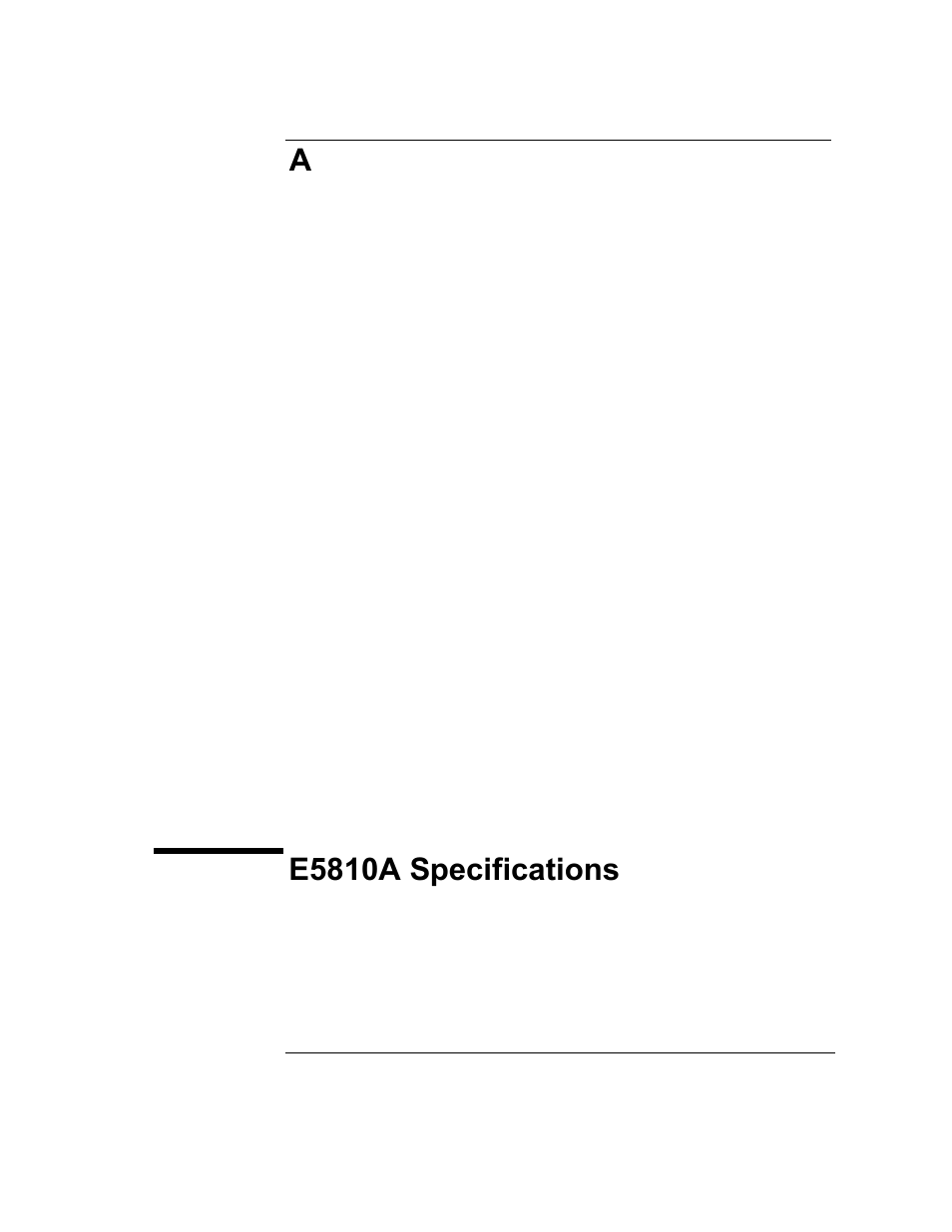 5 e5810a specifications, Appendix a, E5810a | Specifications, A e5810a specifications | Agilent Technologies E5810A User Manual | Page 129 / 159