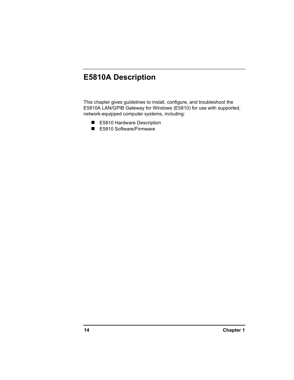 E5810a description | Agilent Technologies E5810A User Manual | Page 14 / 159