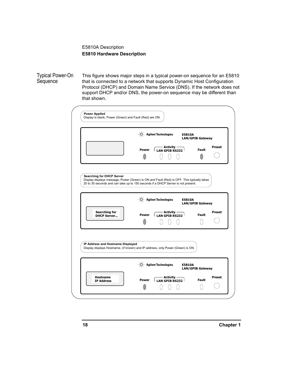 Typical power-on sequence | Agilent Technologies E5810A User Manual | Page 18 / 159