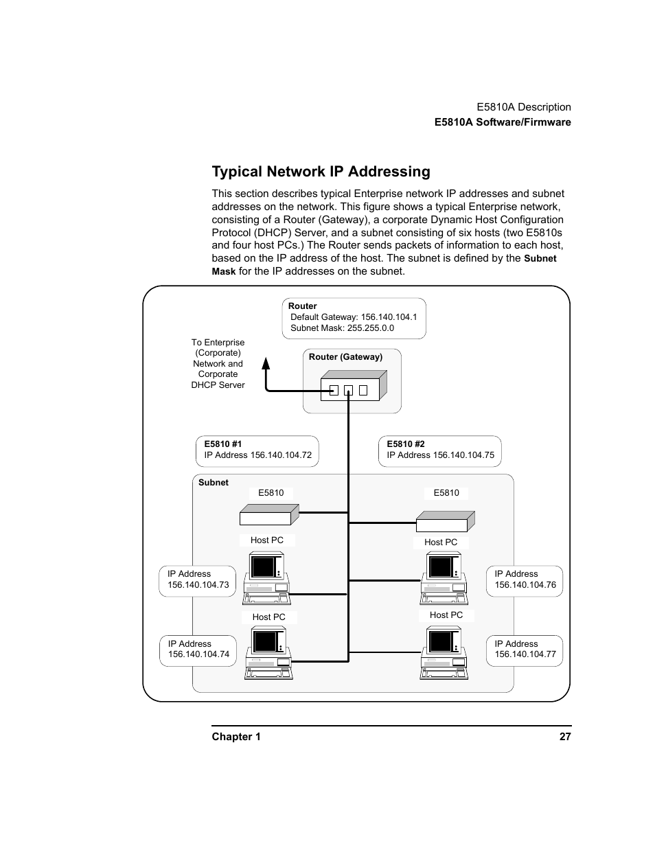 Typical network ip addressing | Agilent Technologies E5810A User Manual | Page 27 / 159