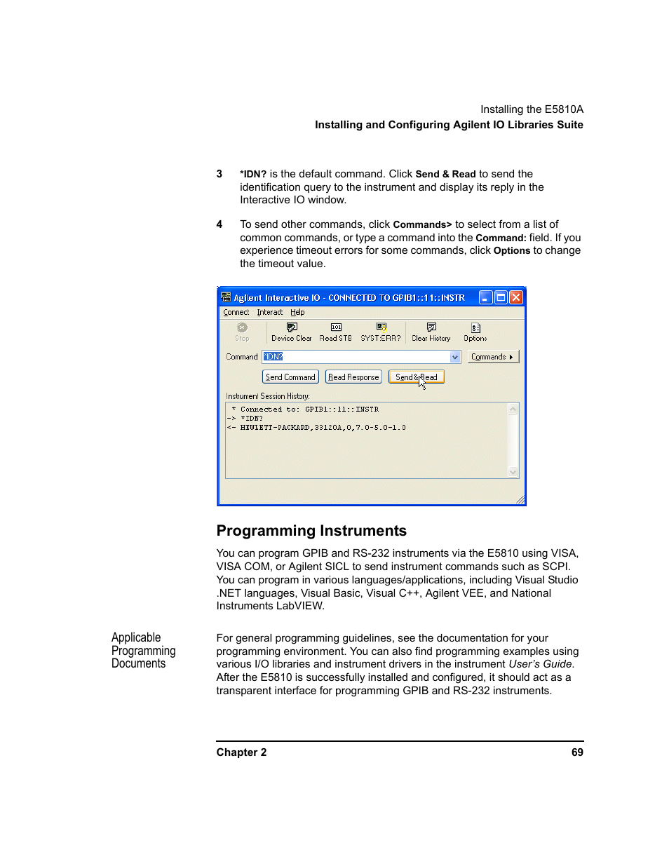 Programming instruments | Agilent Technologies E5810A User Manual | Page 69 / 159