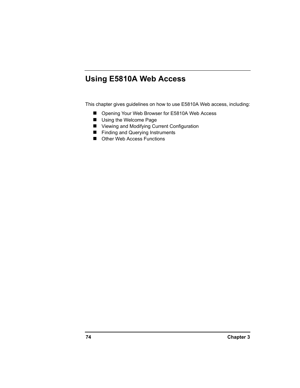 Using e5810a web access | Agilent Technologies E5810A User Manual | Page 74 / 159