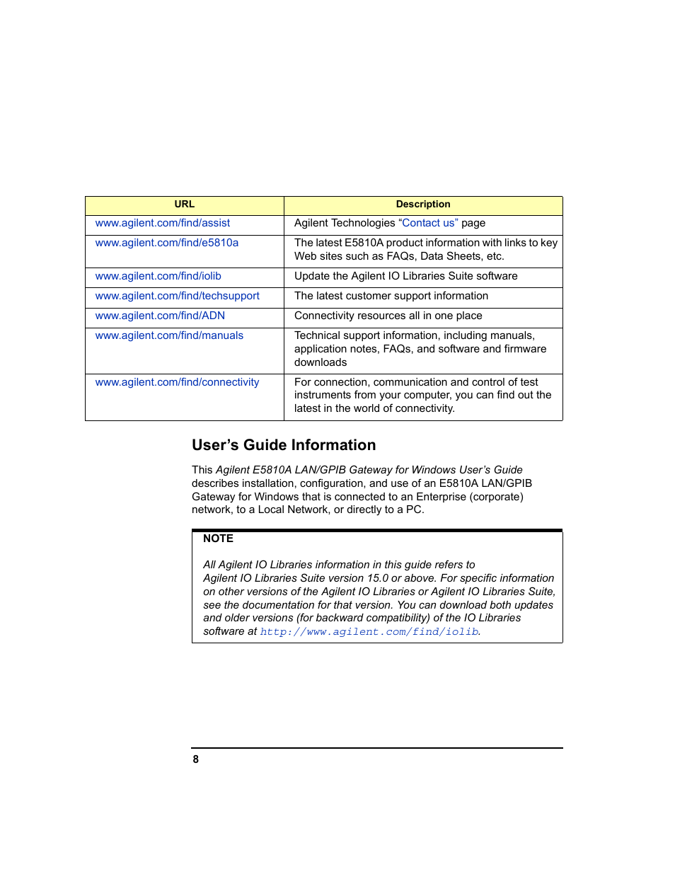 User’s guide information | Agilent Technologies E5810A User Manual | Page 8 / 159