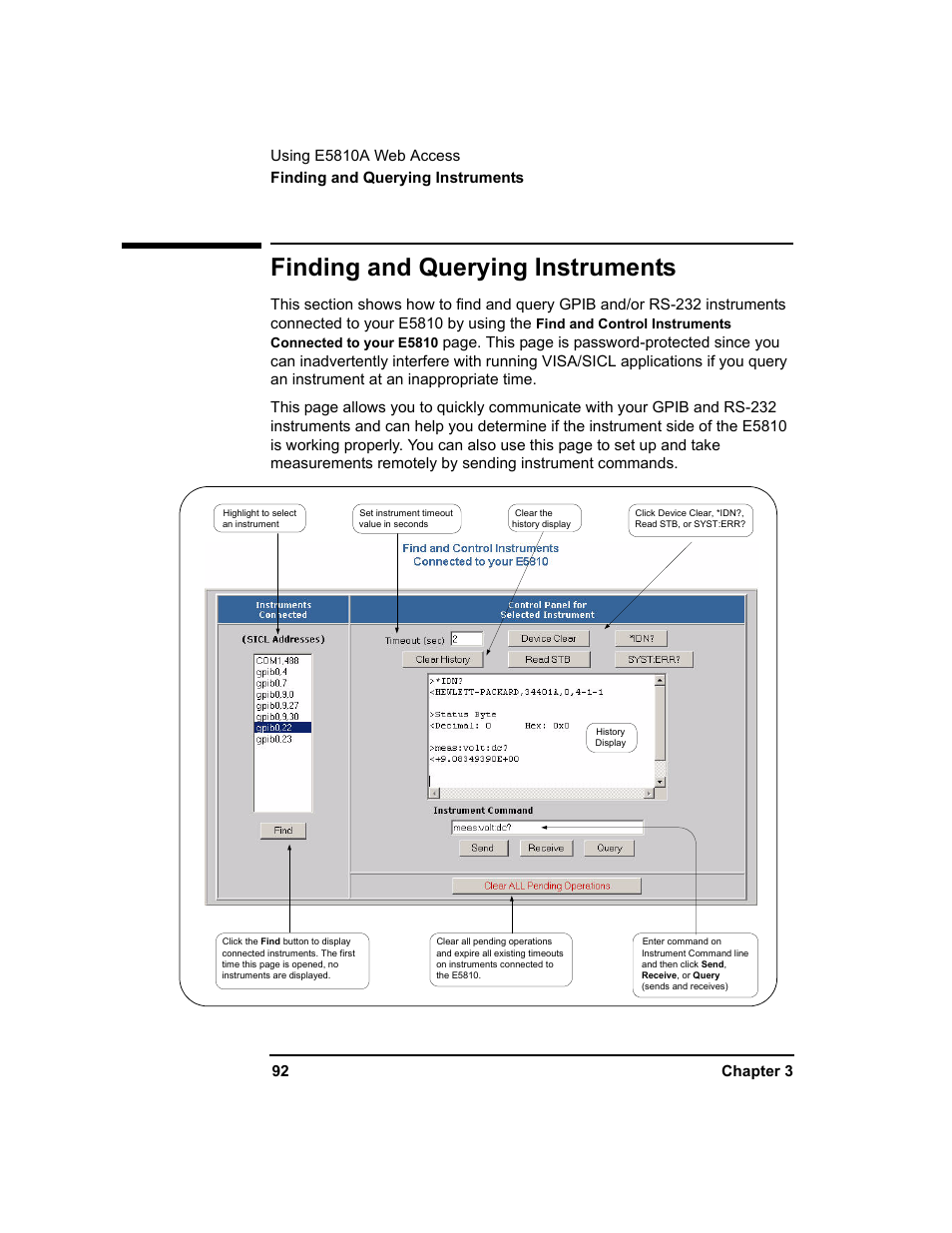 Finding and querying instruments | Agilent Technologies E5810A User Manual | Page 92 / 159
