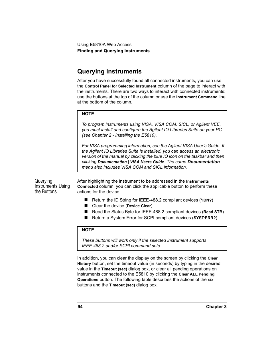 Querying instruments | Agilent Technologies E5810A User Manual | Page 94 / 159