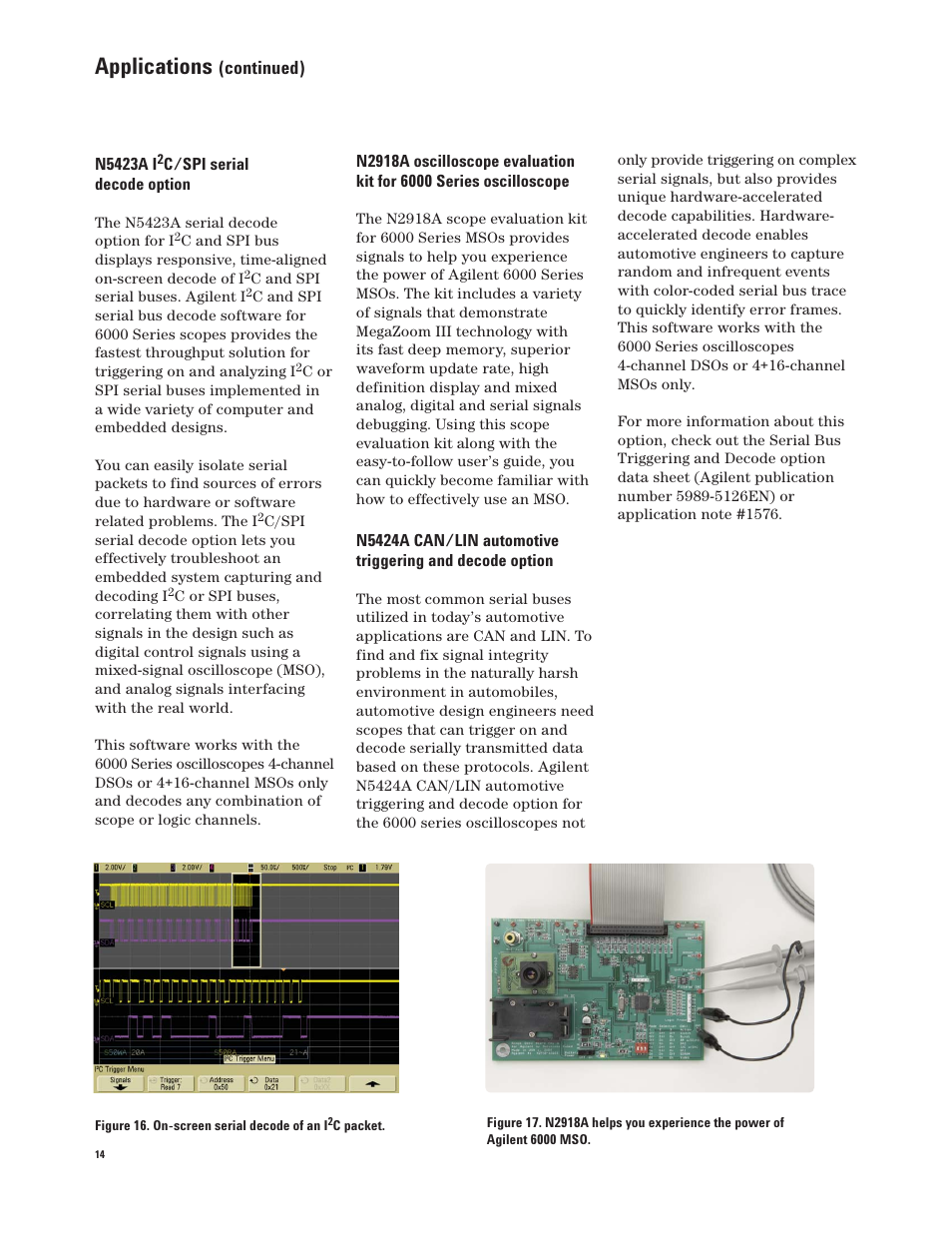 Applications | Agilent Technologies InfiniiVision 6000 Series User Manual | Page 14 / 28