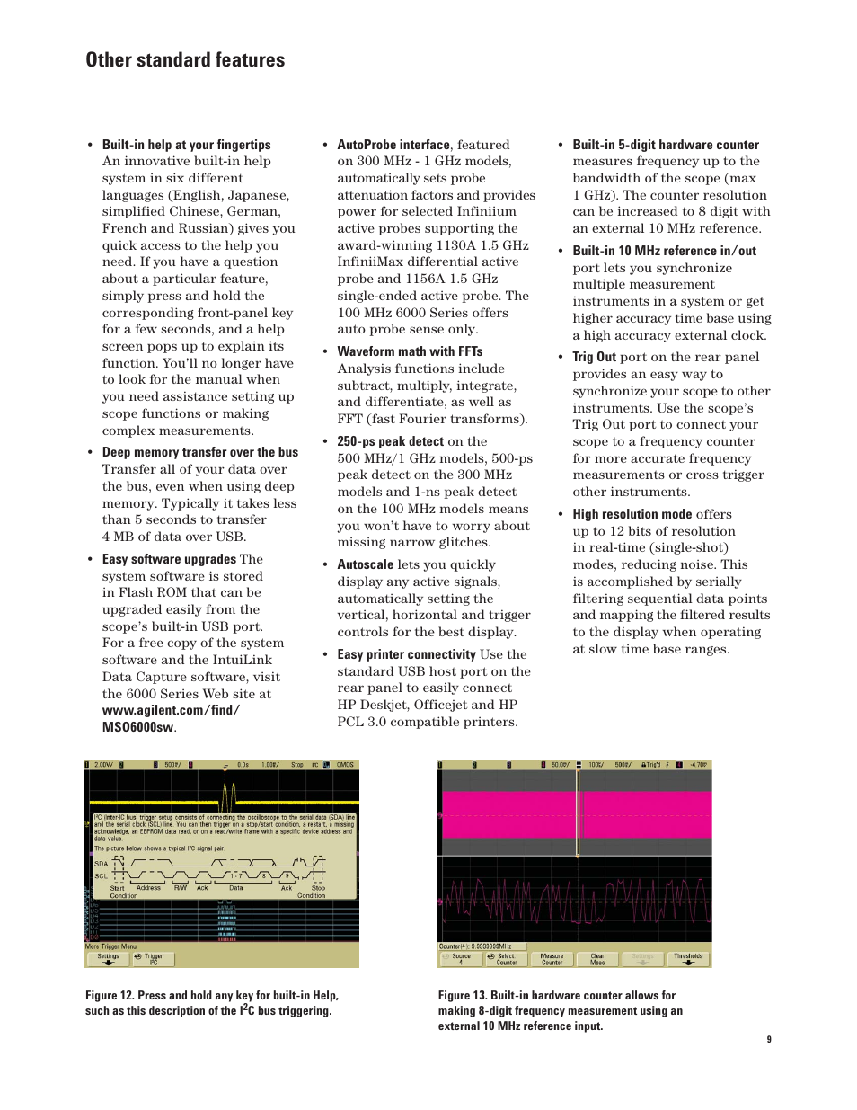 Other standard features | Agilent Technologies InfiniiVision 6000 Series User Manual | Page 9 / 28