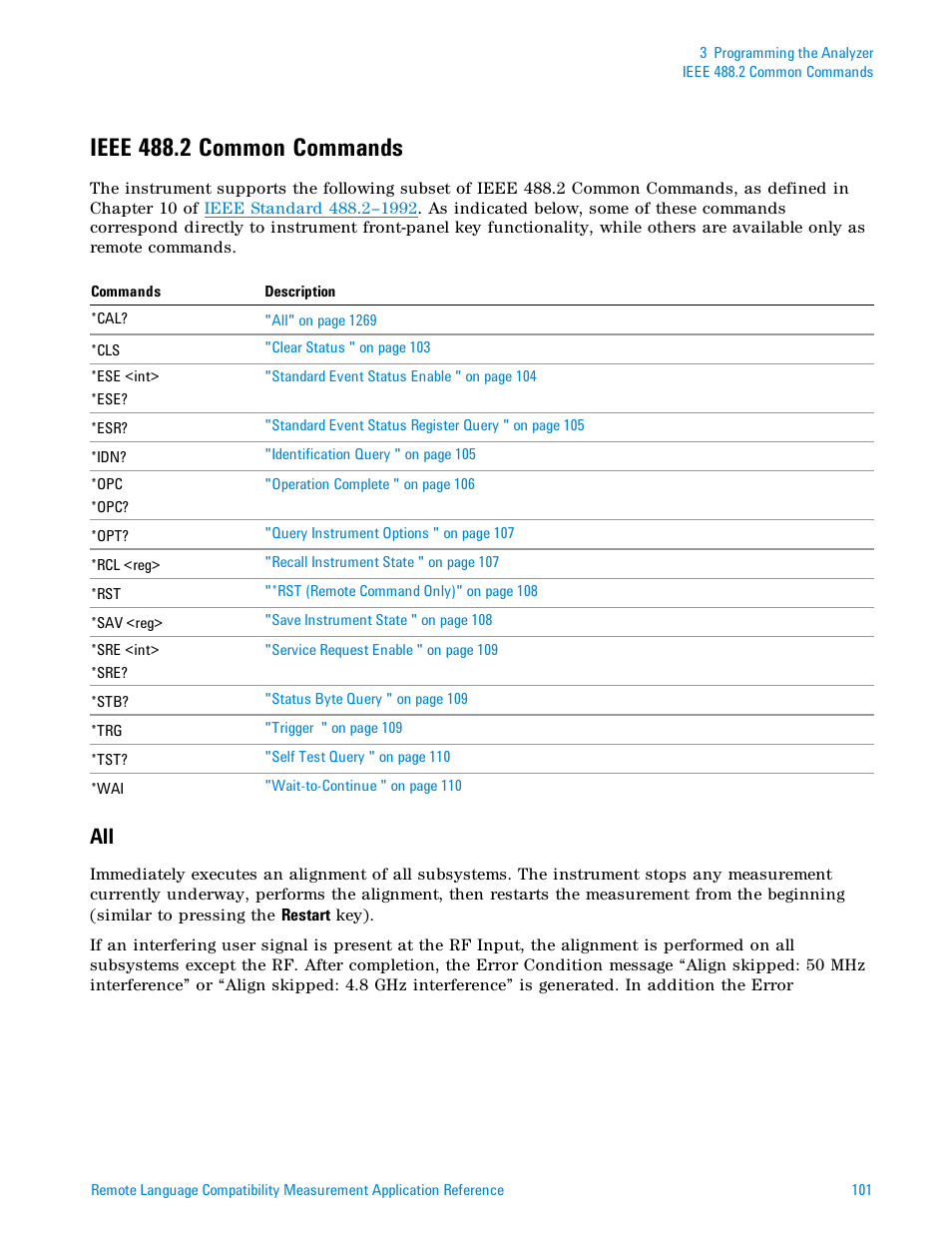 Ieee 488.2 common commands | Agilent Technologies Signal Analyzer N9030a User Manual | Page 101 / 1466