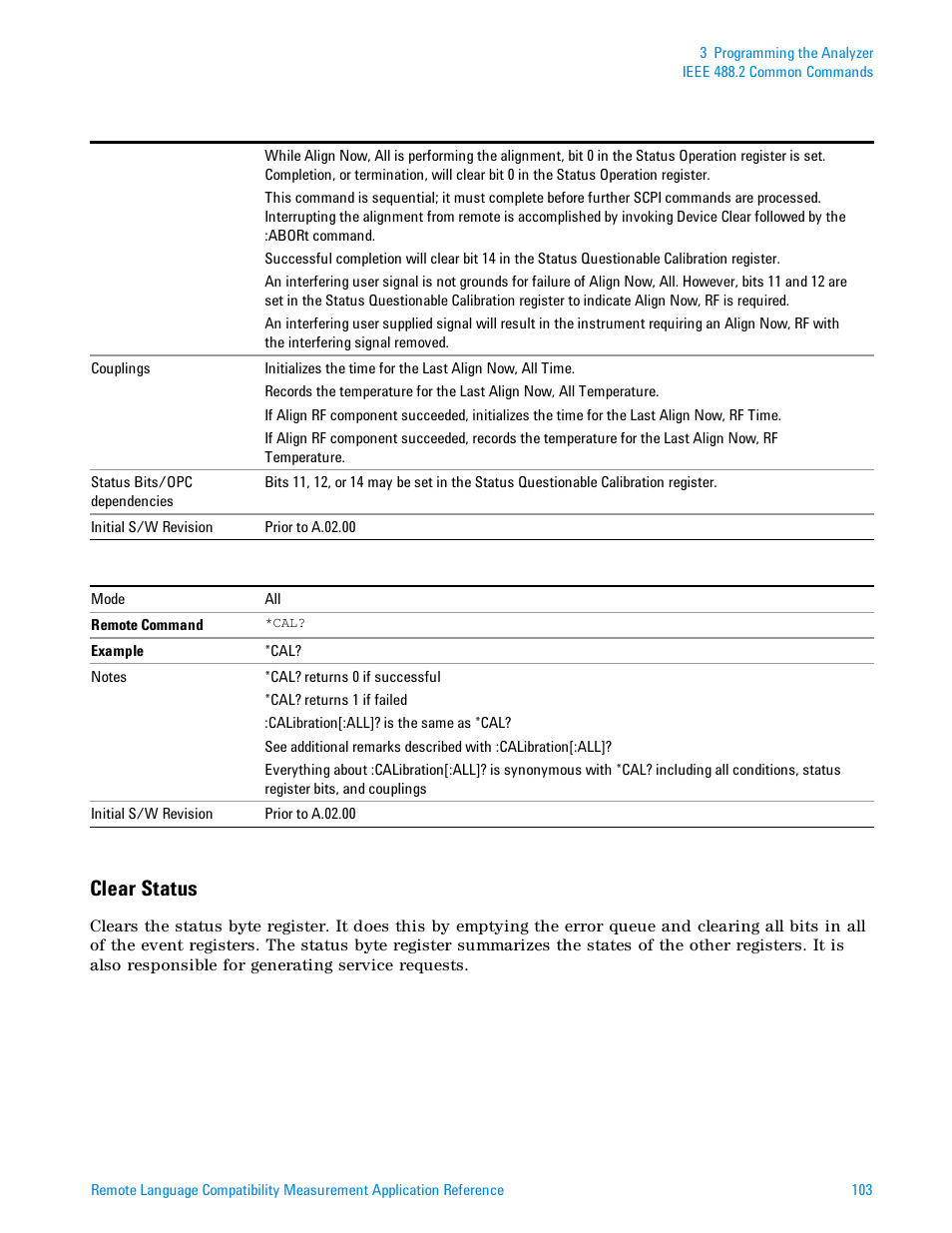 Clear status | Agilent Technologies Signal Analyzer N9030a User Manual | Page 103 / 1466